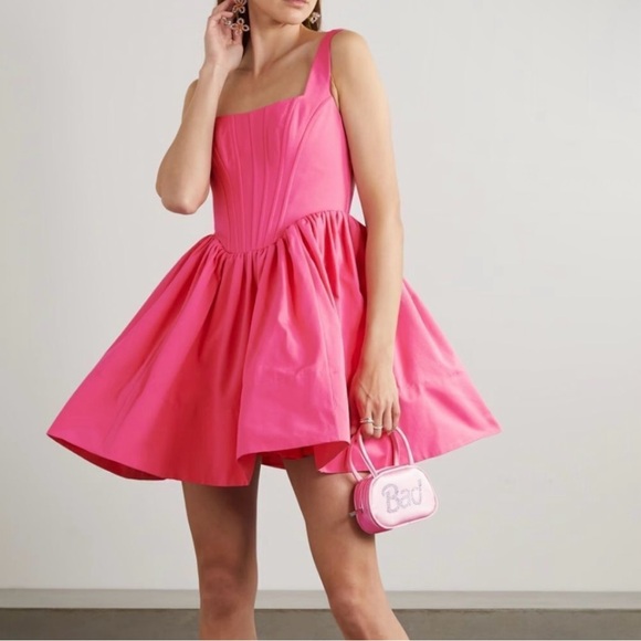 NWT STAUD Landscape Corset Mini Dress in Pink Lollipop - Picture 6 of 13